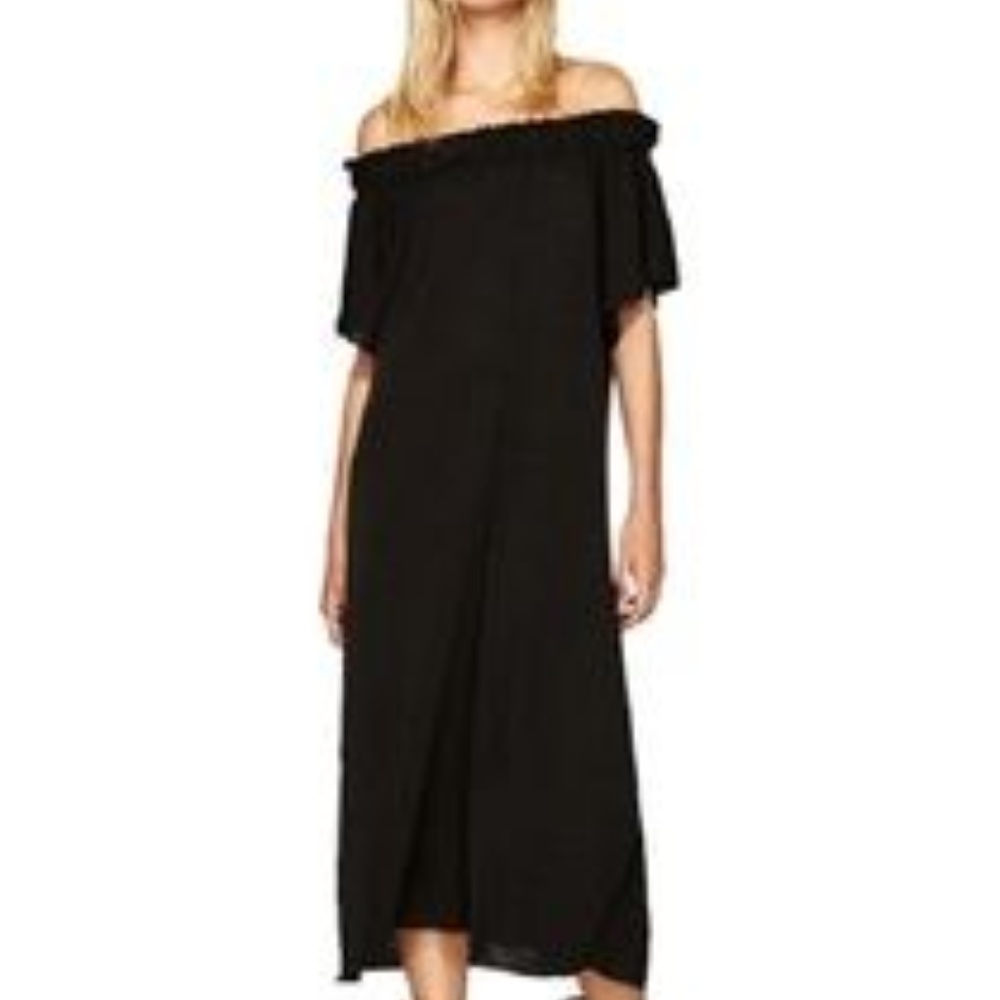 Zara Trafaluc off the shoulder black midi dress